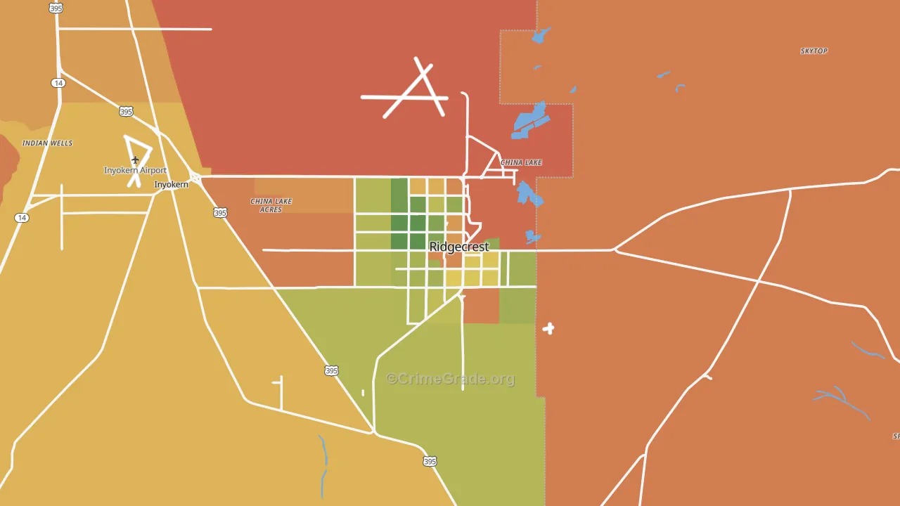Ridgecrest, CA Map of Assault Rates