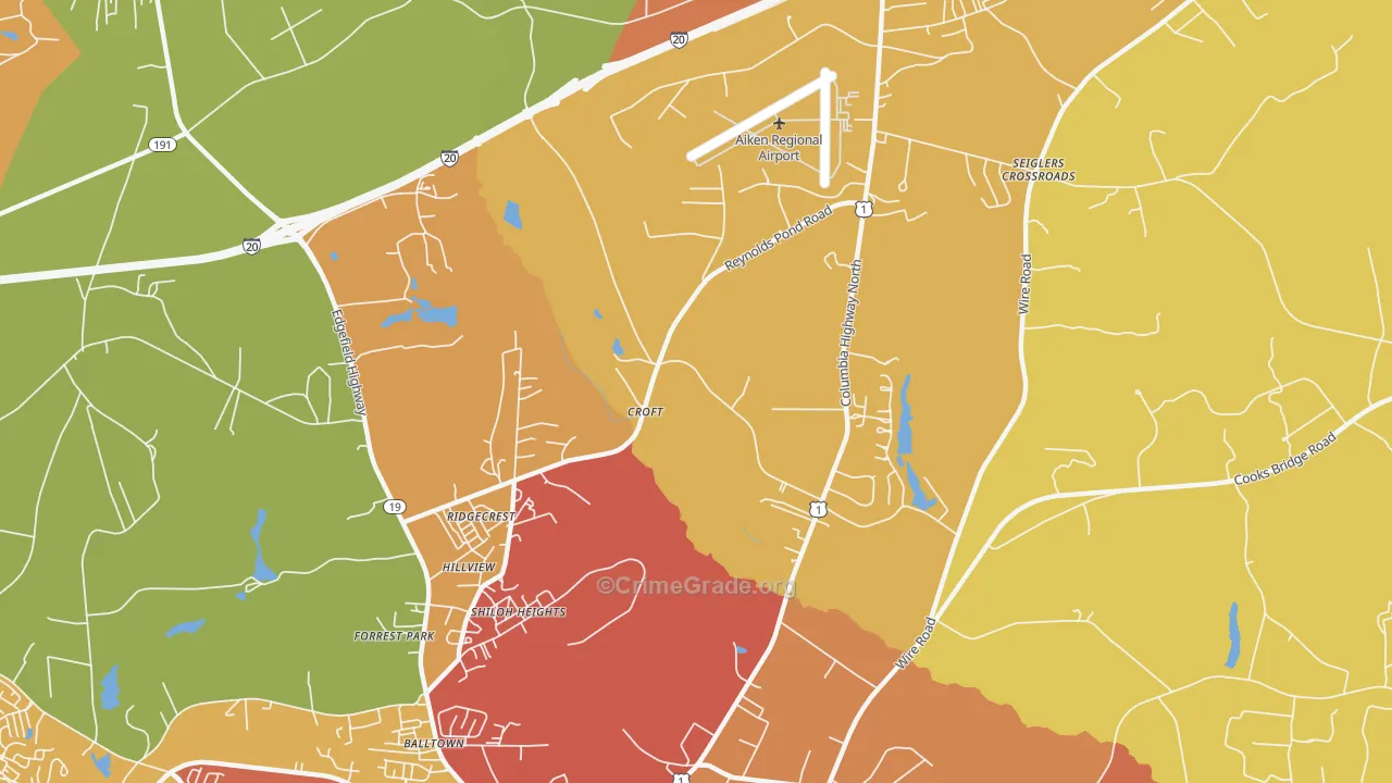 Ridgecrest, SC Map of Assault Rates