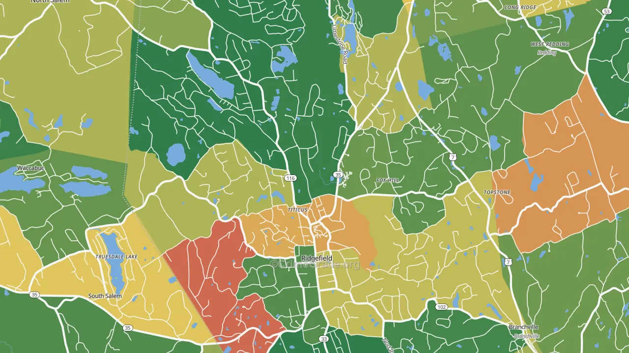 Ridgefield, CT Map of Assault Rates