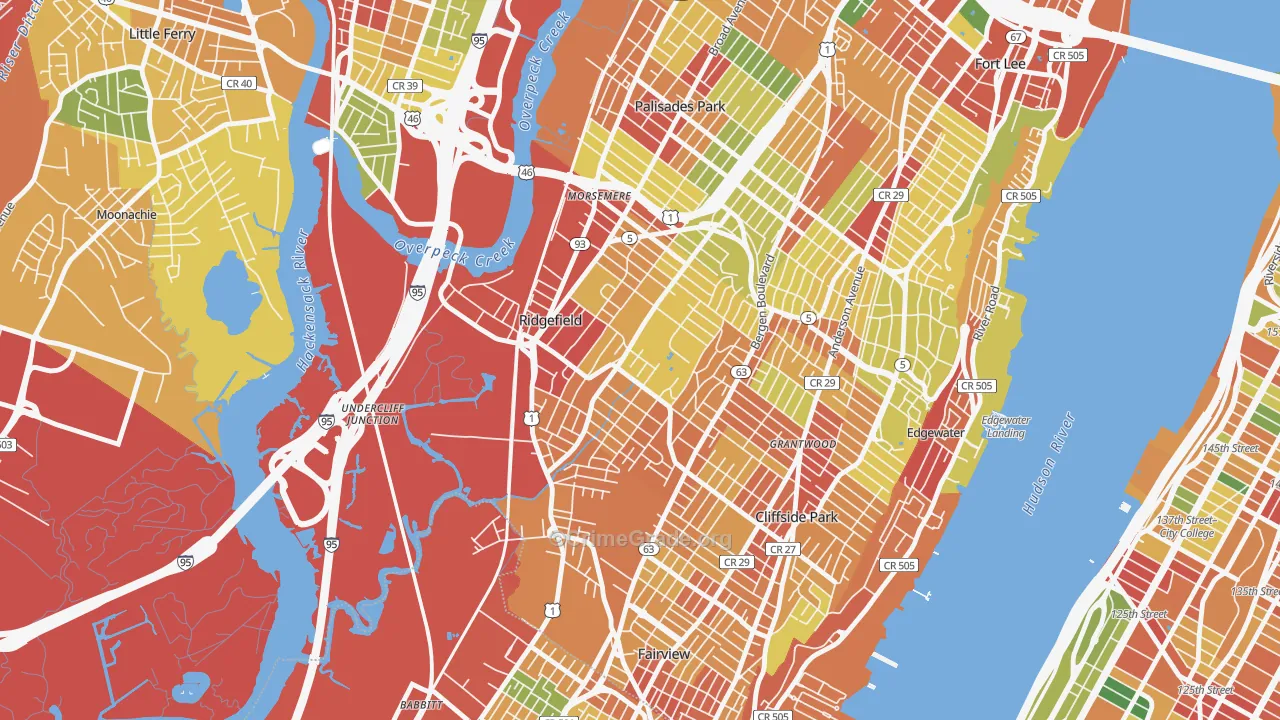 Ridgefield, NJ Map of Assault Rates