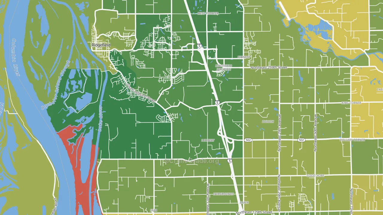 Ridgefield, WA Map of Assault Rates