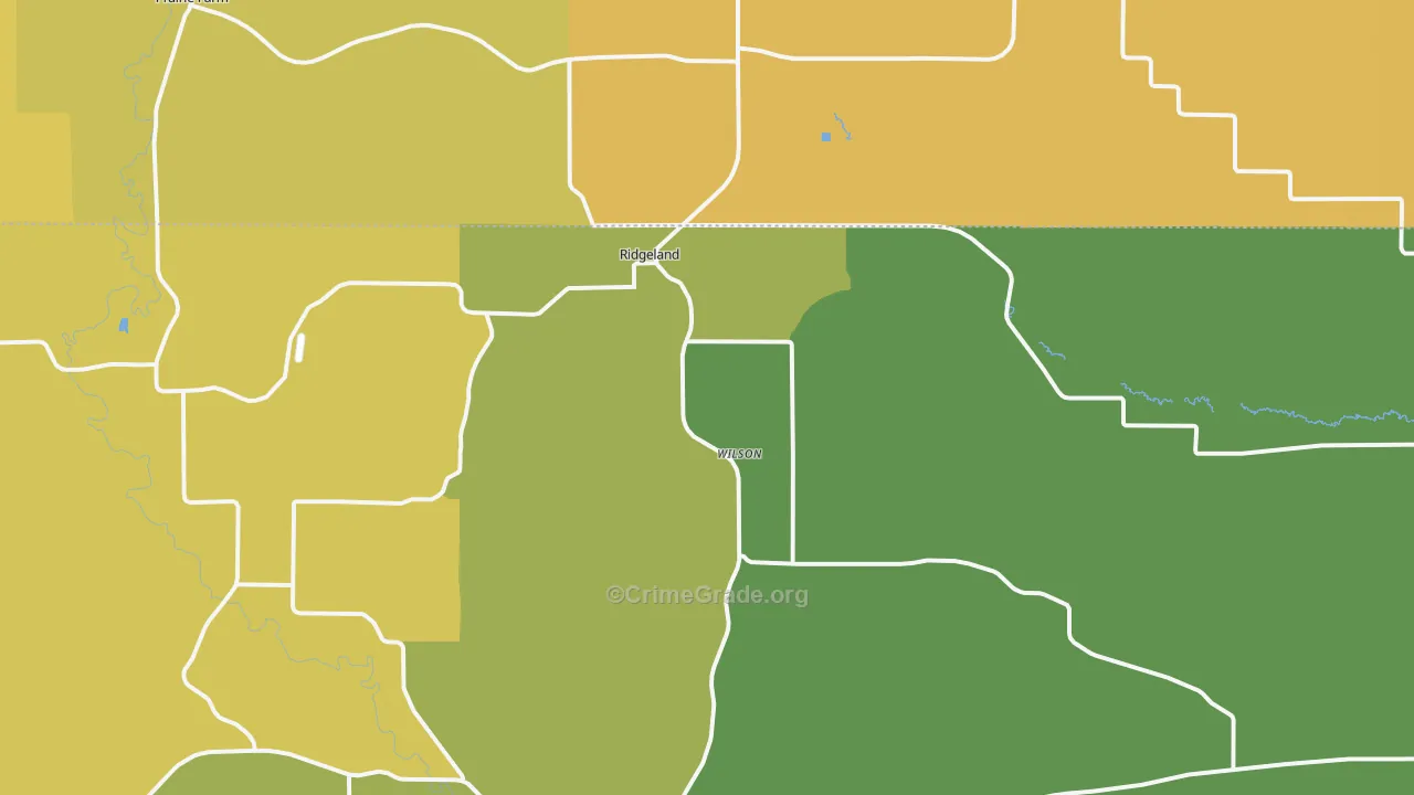 Ridgeland, WI Map of Assault Rates