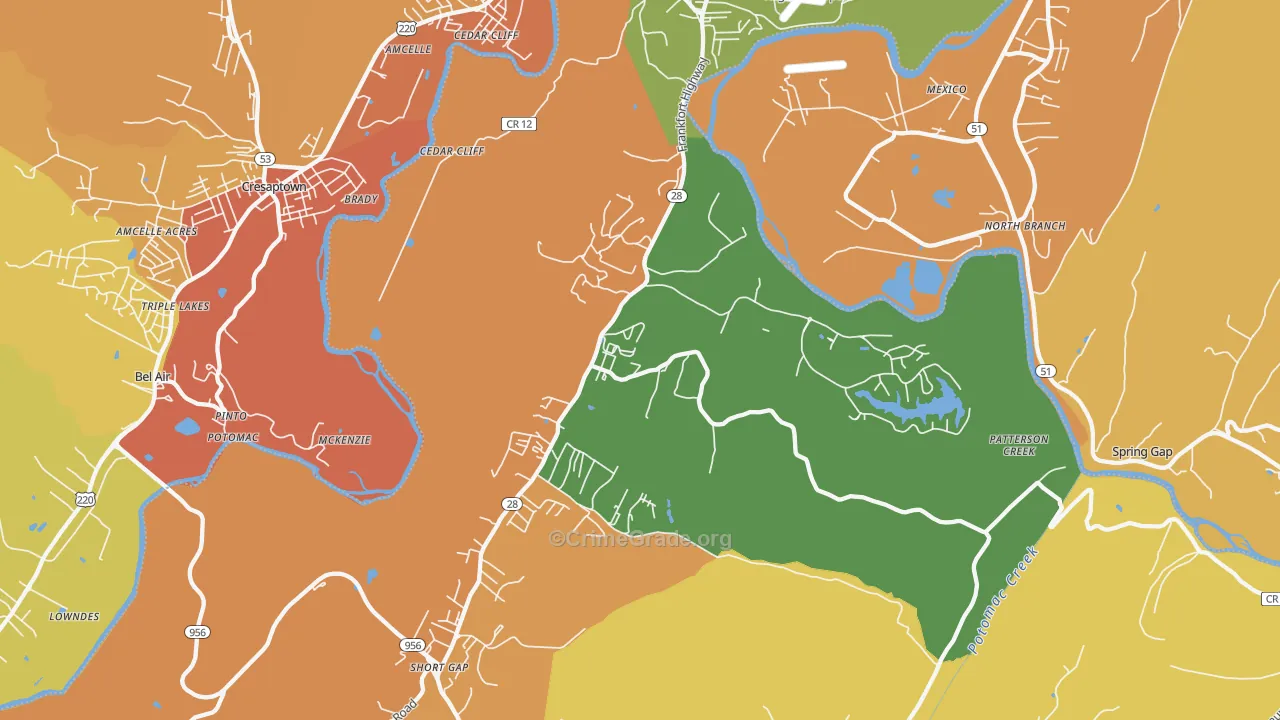 Ridgeley, WV Map of Assault Rates