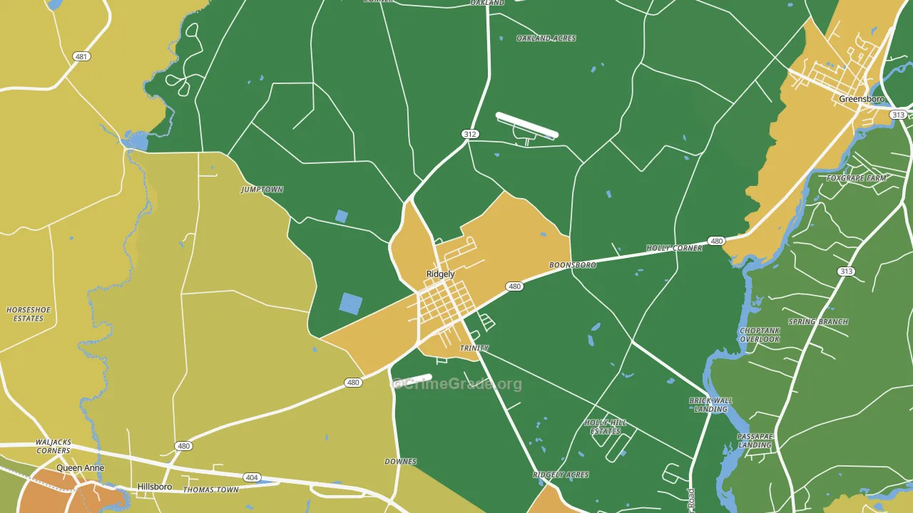 Ridgely, MD Map of Assault Rates