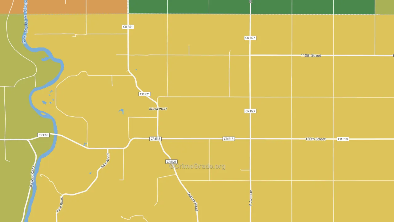 Ridgeport, IA Map of Assault Rates