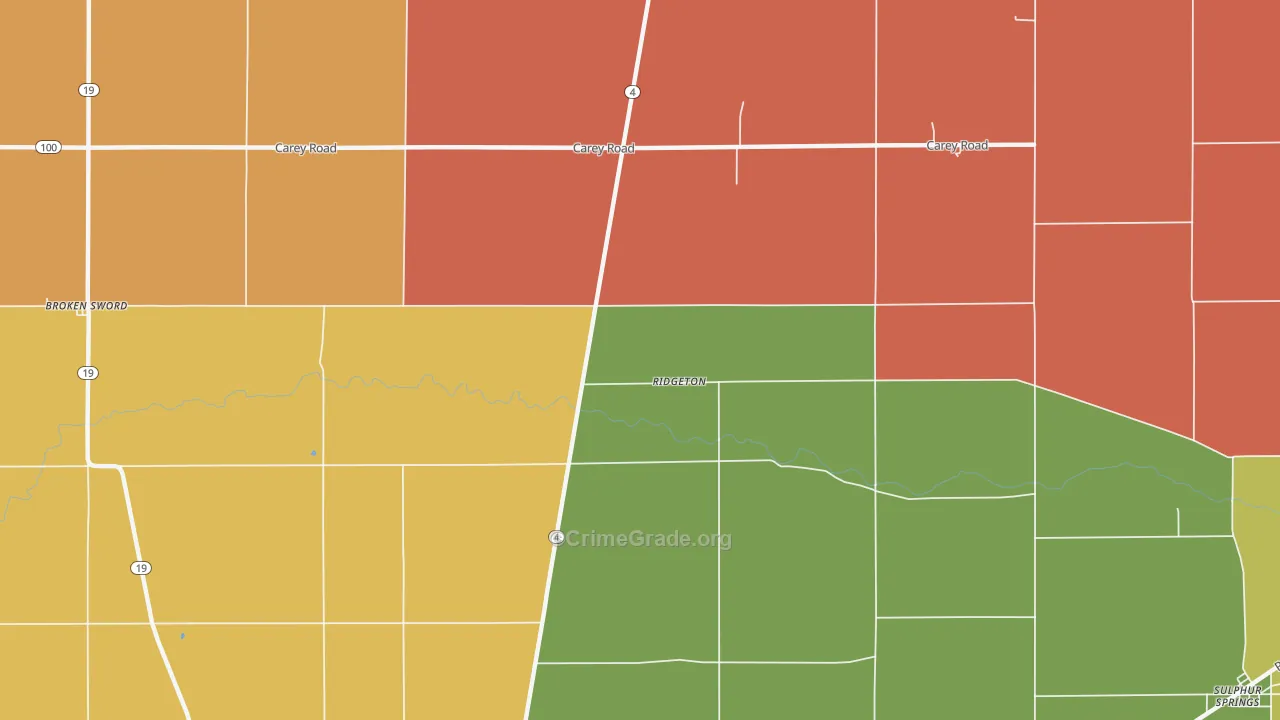 Ridgeton, OH Map of Assault Rates