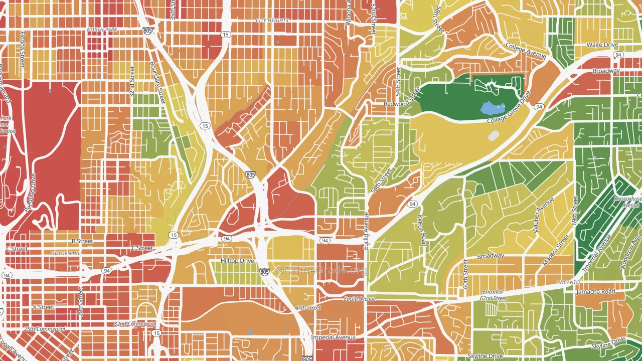 Ridgeview-Webster, San Diego, CA Map of Assault Rates