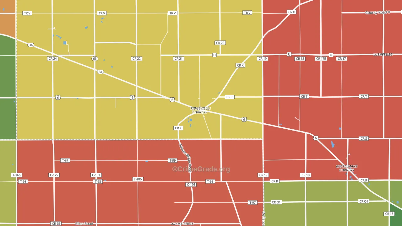 Ridgeville Corners, OH Map of Assault Rates