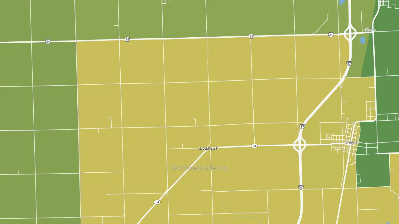 Ridgeville, IL Map of Assault Rates