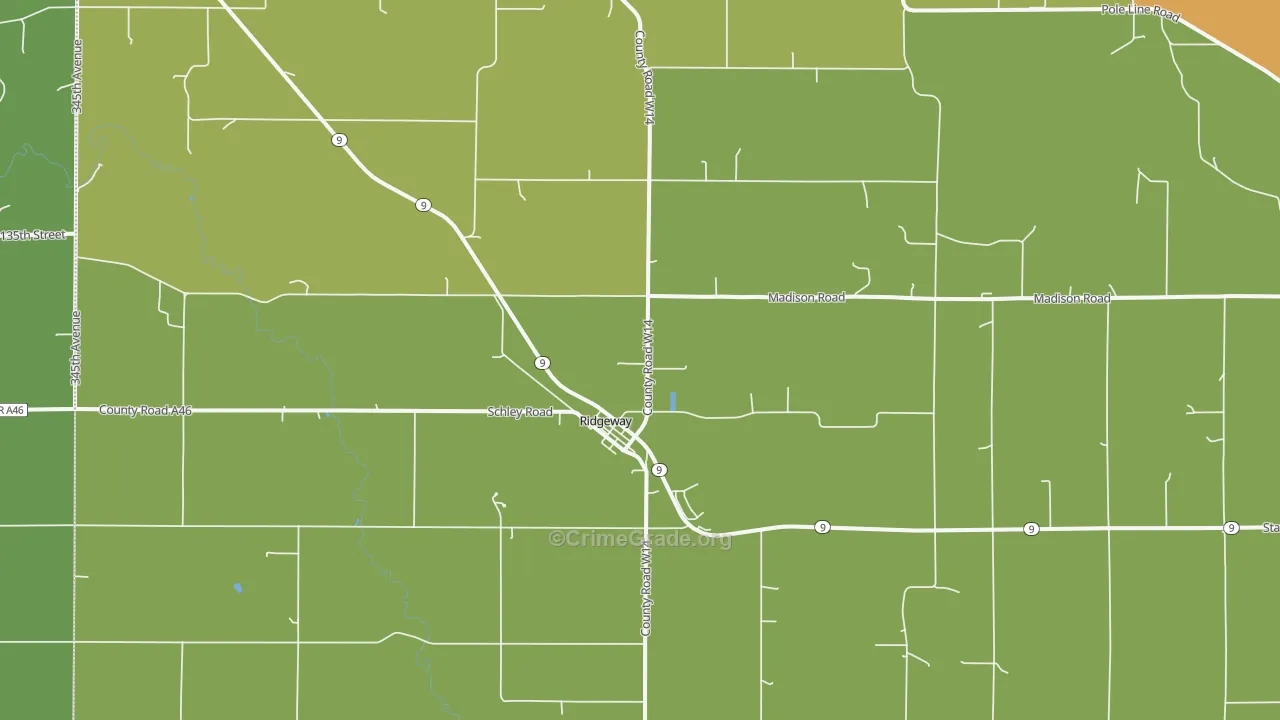 Ridgeway, IA Map of Assault Rates
