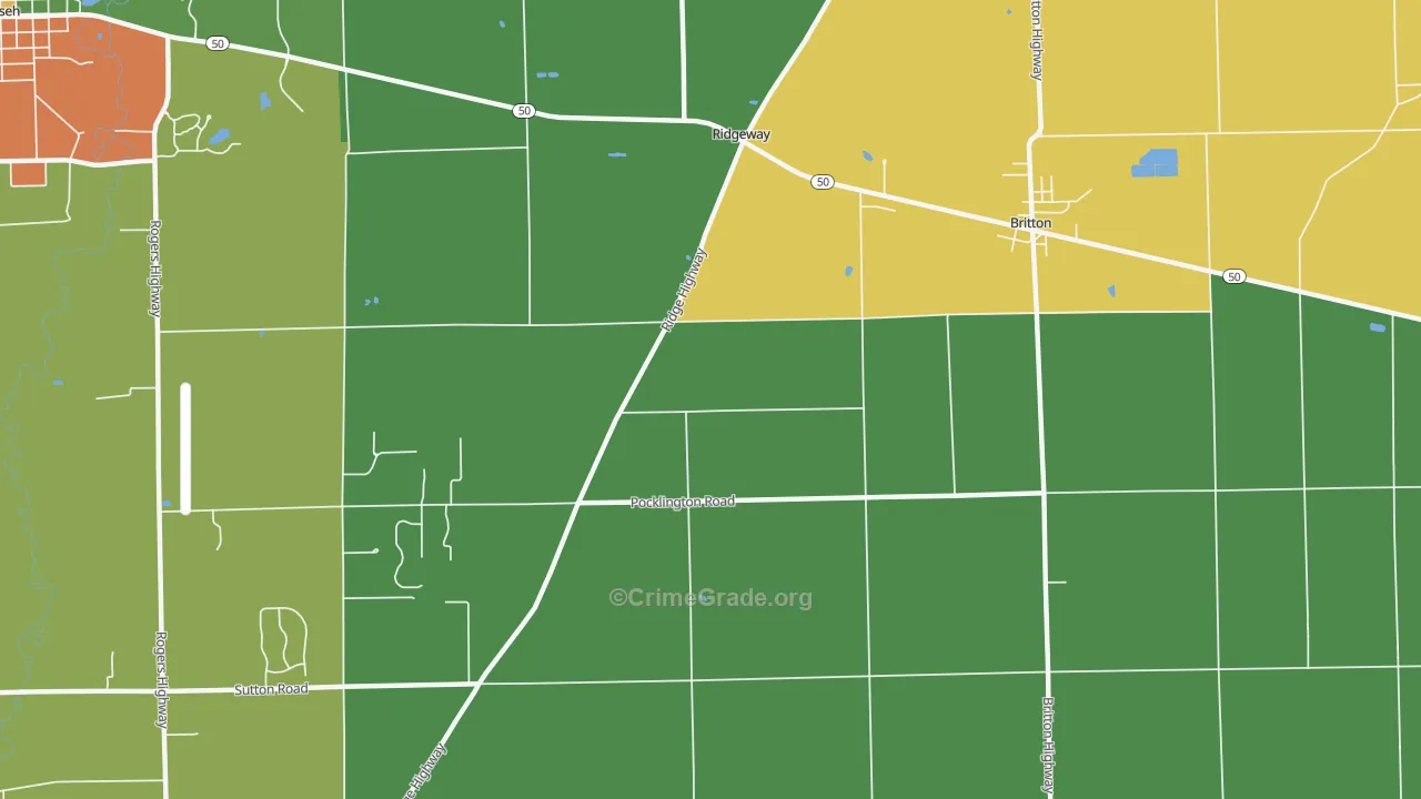 Ridgeway, MI Map of Assault Rates