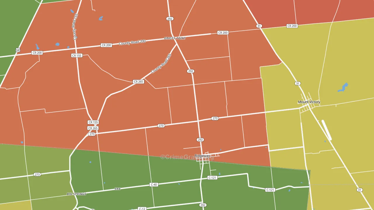Ridgeway, OH Map of Assault Rates