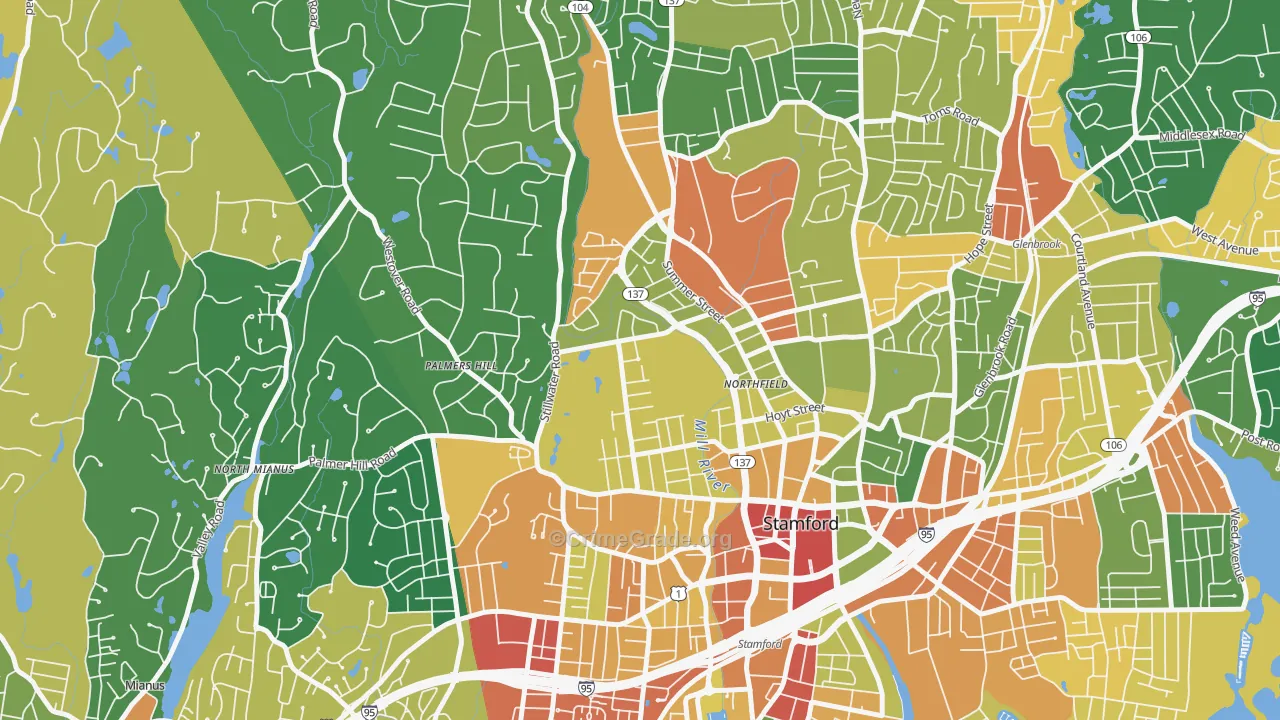Ridgeway, Stamford, CT Map of Assault Rates