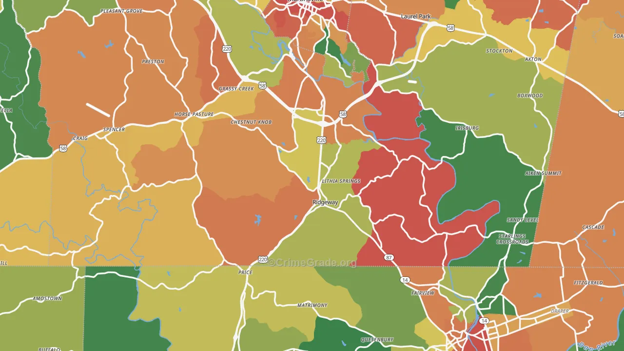 Ridgeway, VA Map of Assault Rates