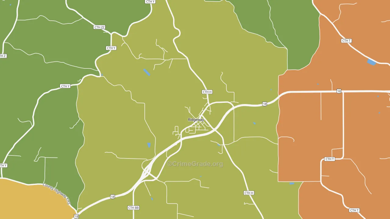 Ridgeway, WI Map of Assault Rates