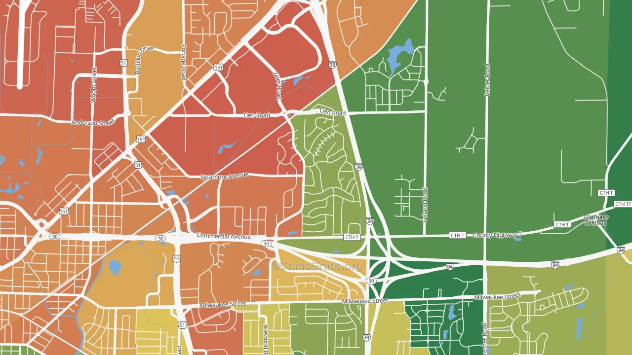 Ridgewood, Madison, WI Map of Assault Rates