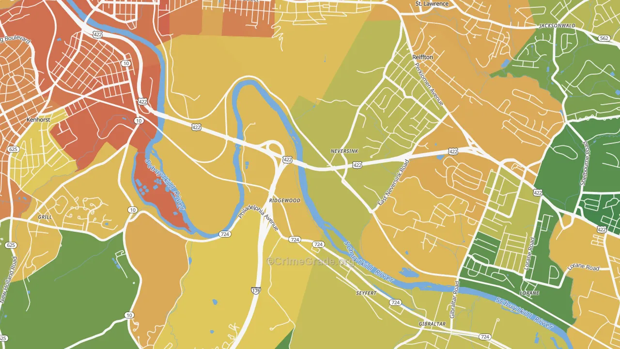 Ridgewood, PA Map of Assault Rates