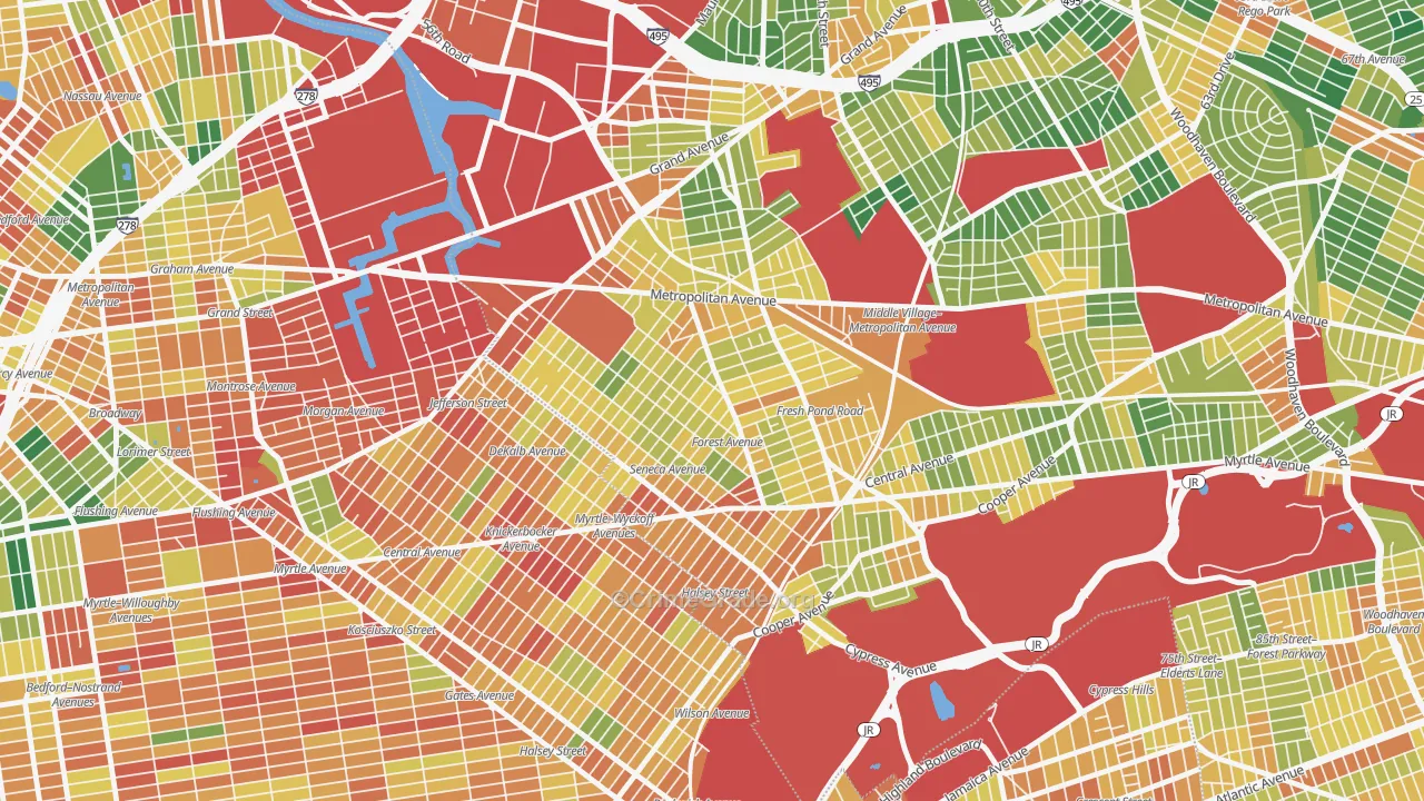 Ridgewood, Queens, NY Map of Assault Rates
