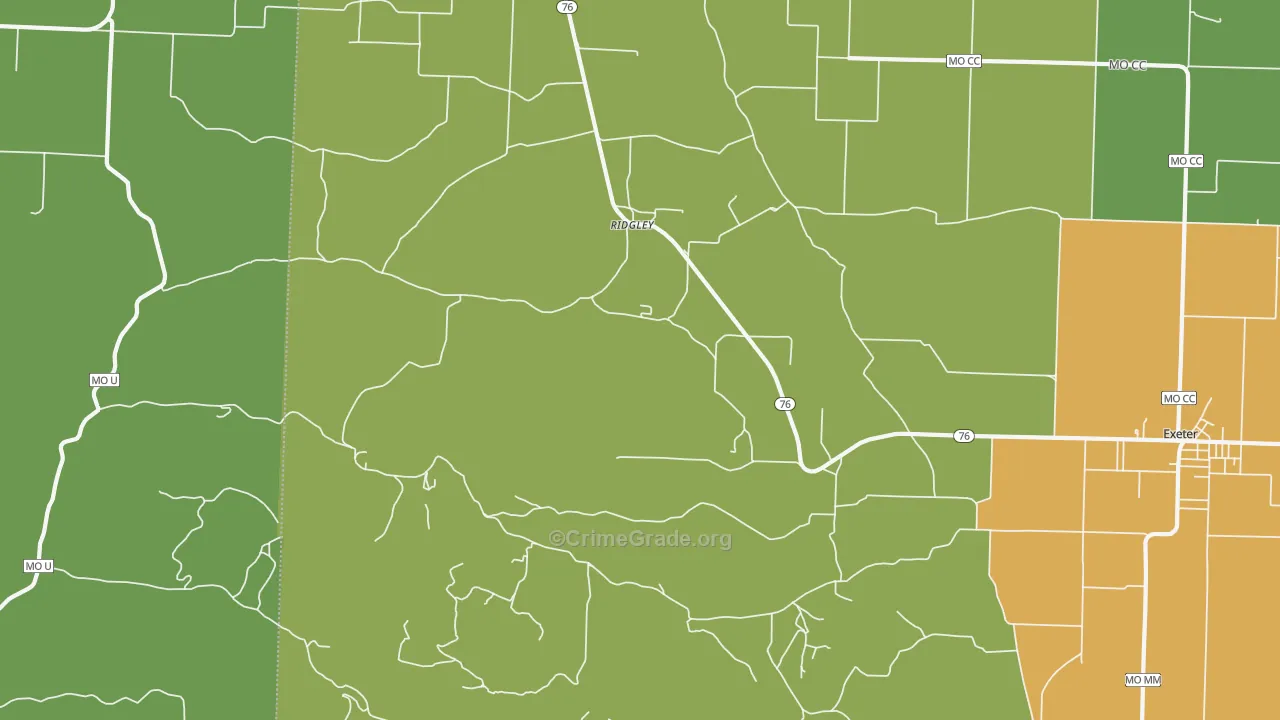 Ridgley, MO Map of Assault Rates