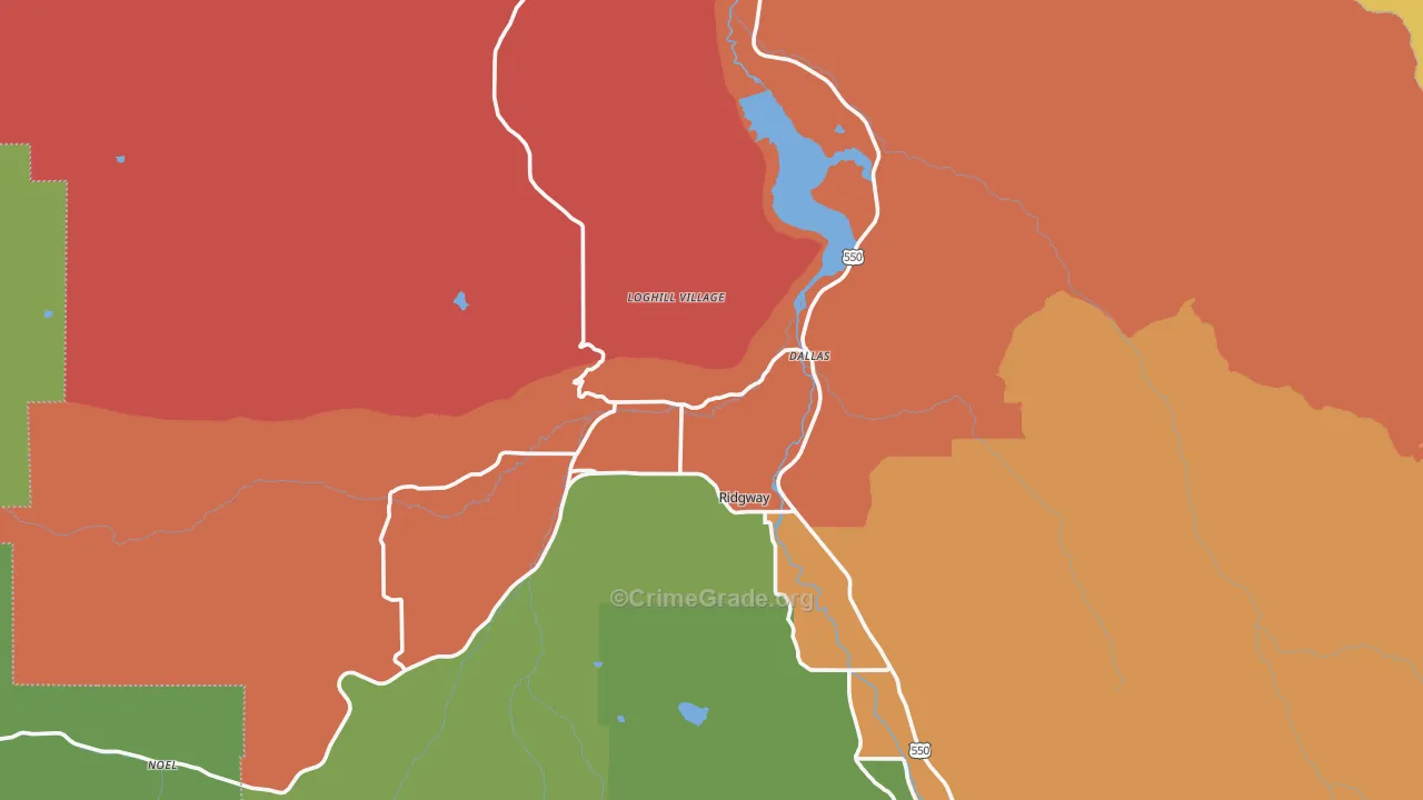Ridgway, CO Map of Assault Rates