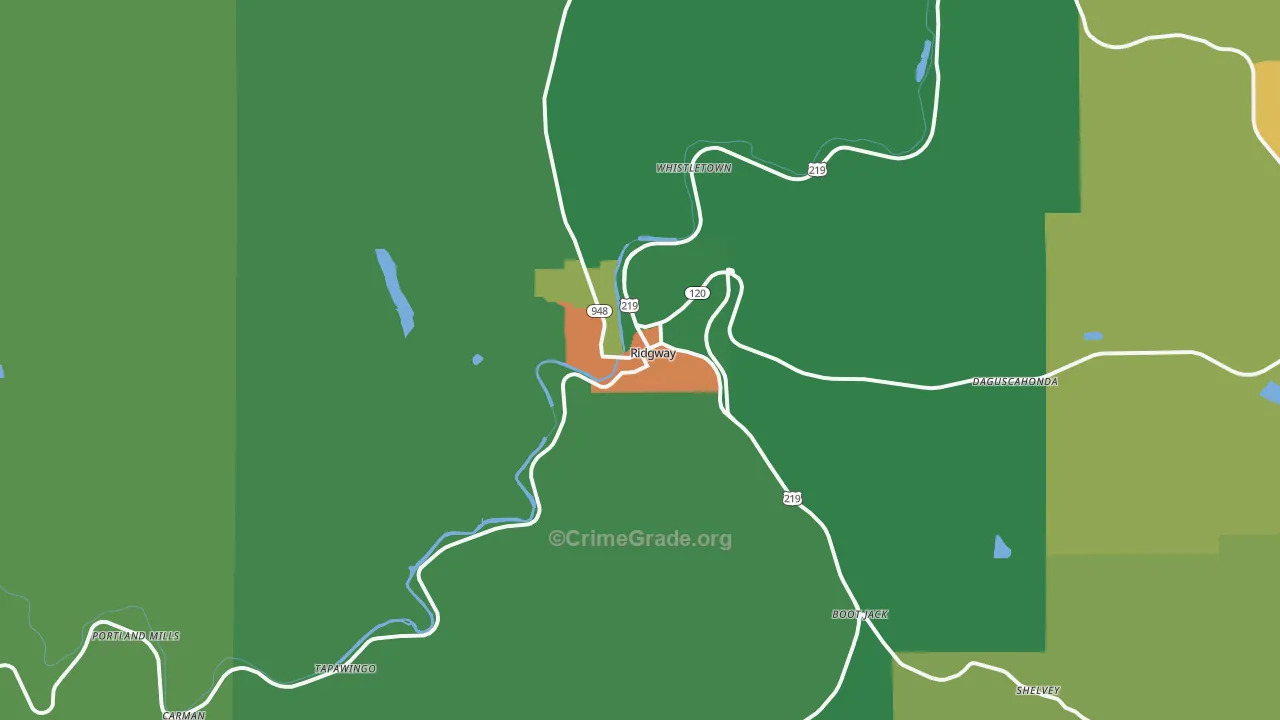 Ridgway, PA Map of Assault Rates