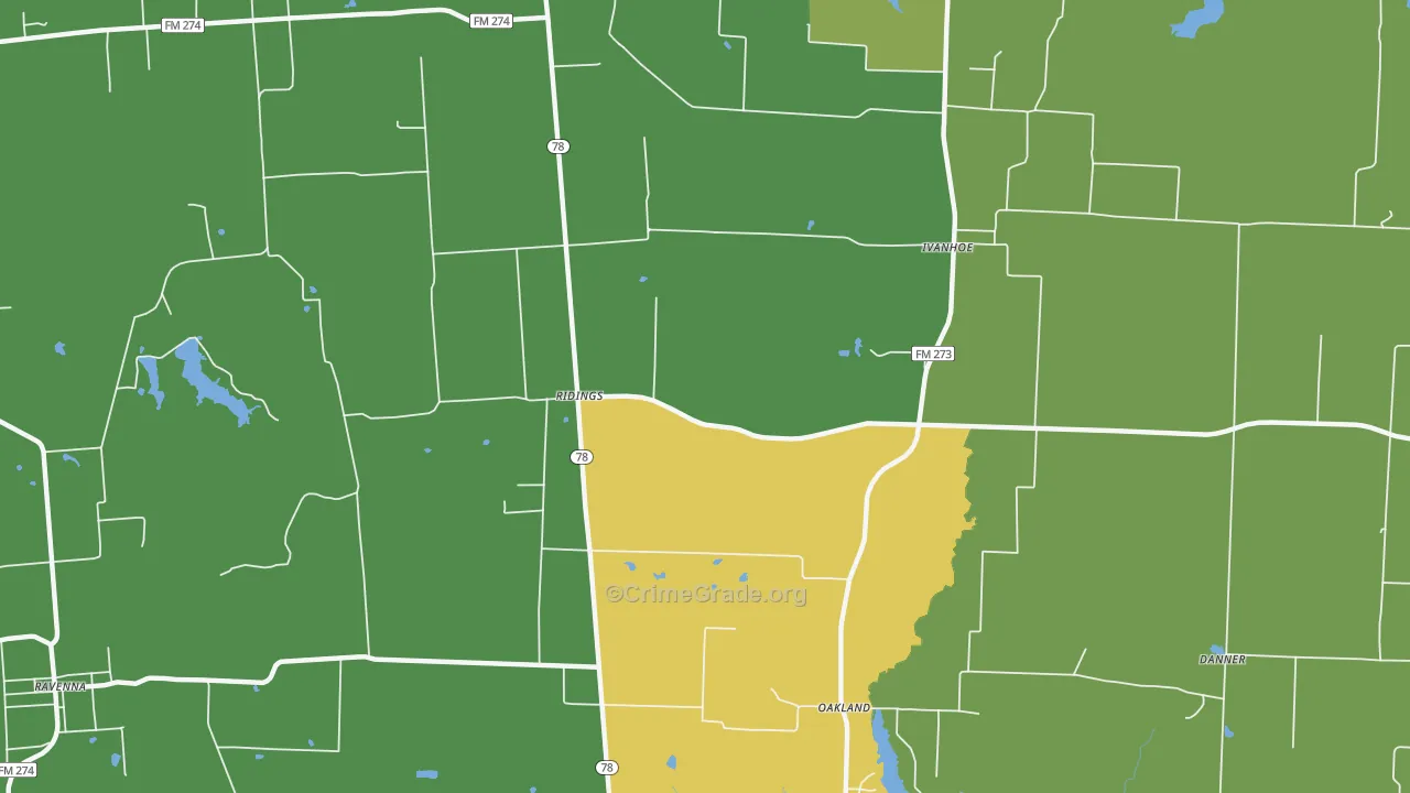 Ridings, TX Map of Assault Rates