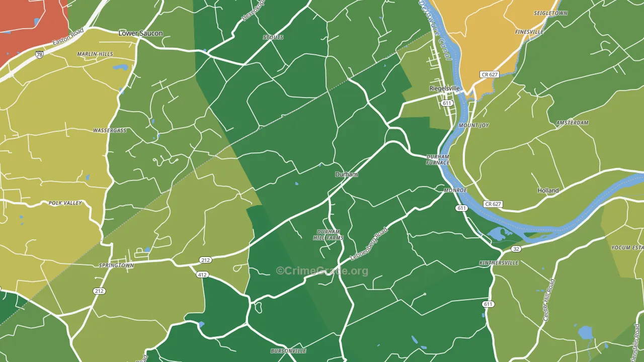Riegelsville, PA Map of Assault Rates