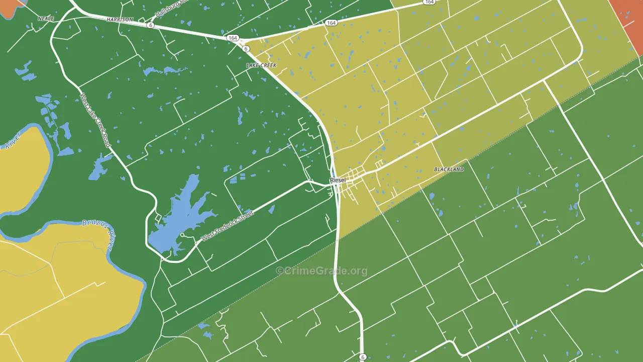 Riesel, TX Map of Assault Rates