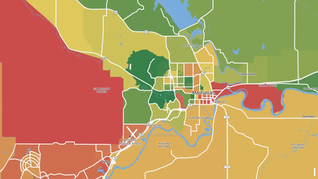 Riley County, KS Map of Assault Rates