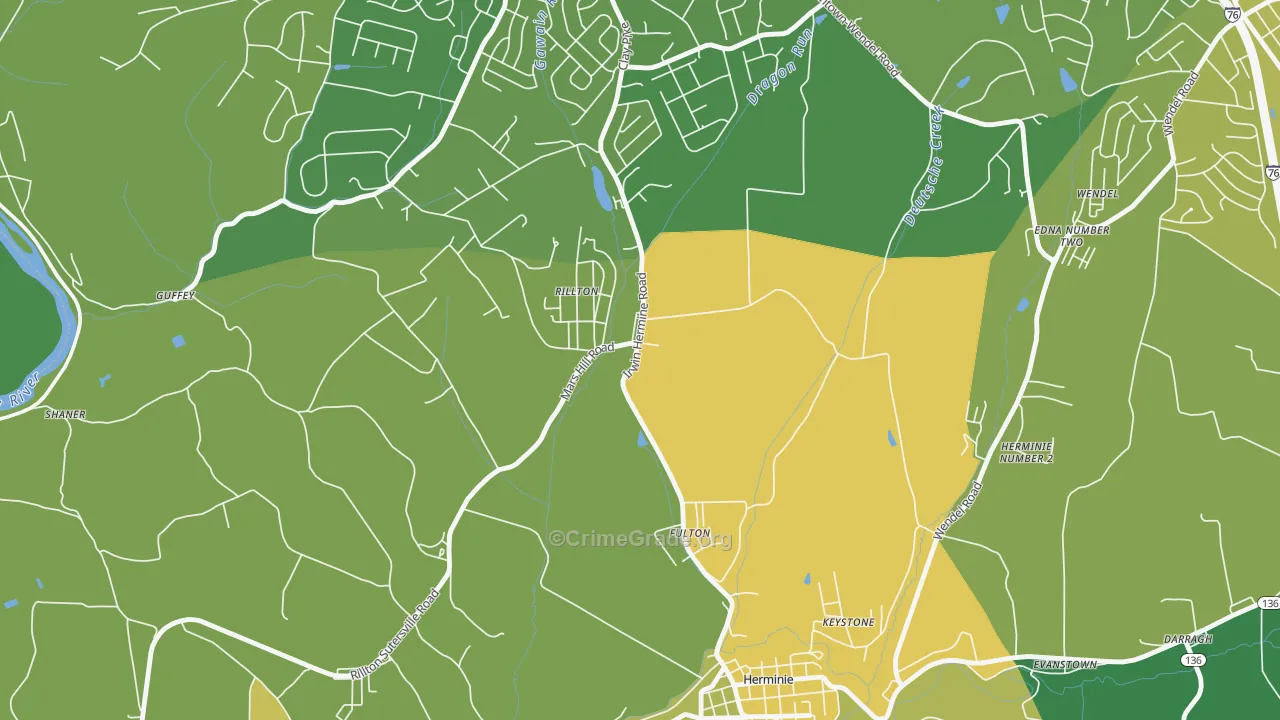 Rillton, PA Map of Assault Rates