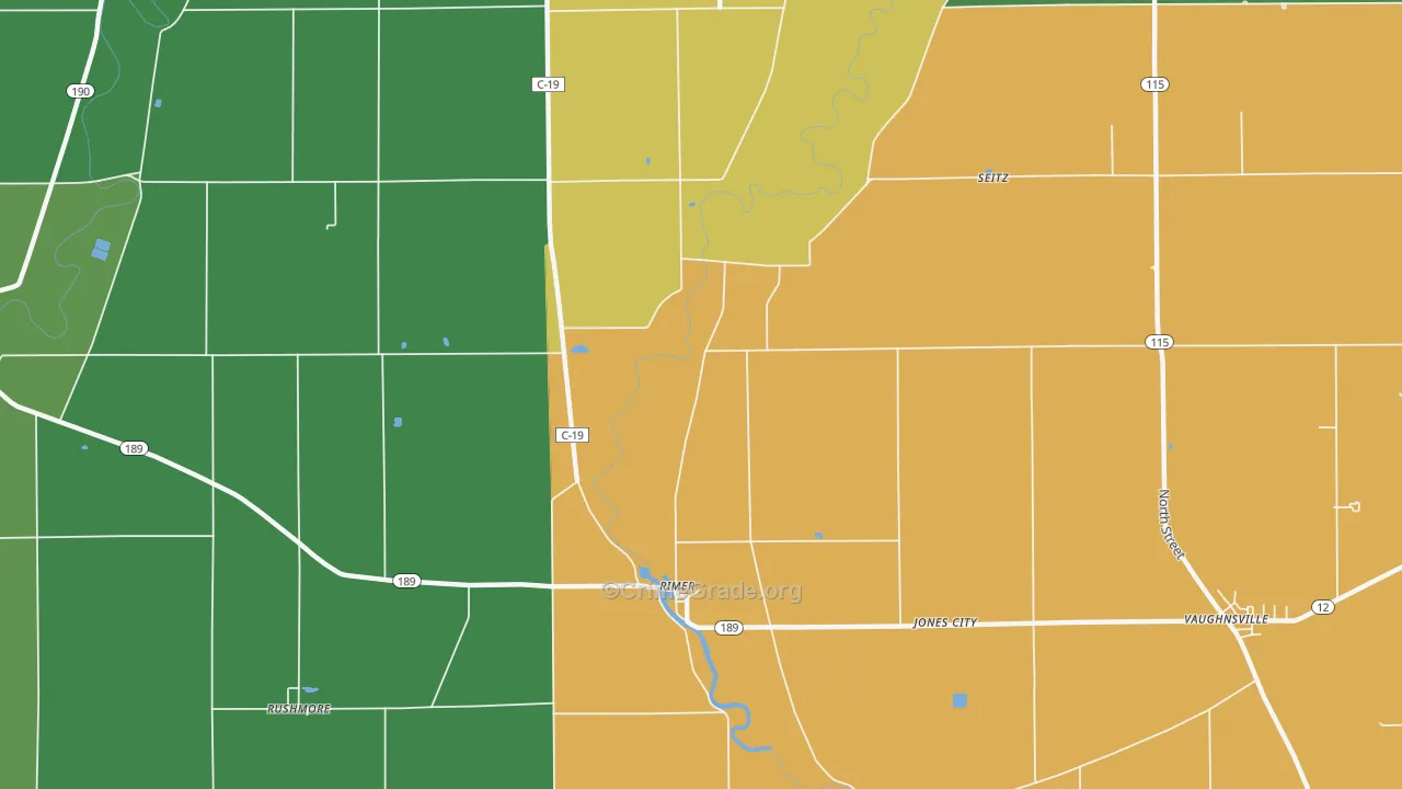 Rimer, OH Map of Assault Rates