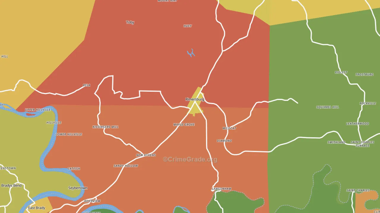 Rimersburg, PA Map of Assault Rates