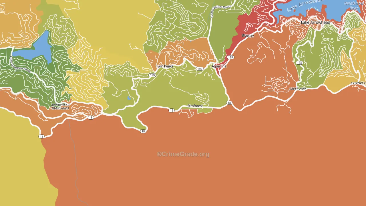 Rimforest, CA Map of Assault Rates