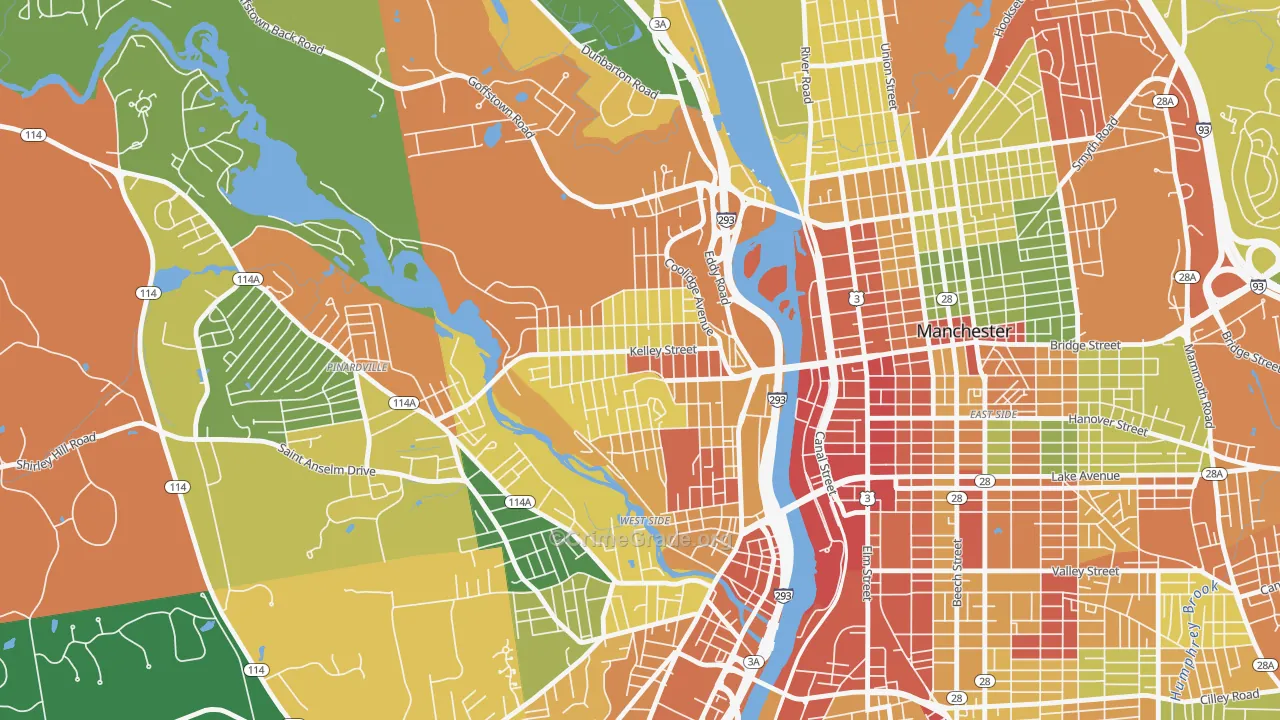 Rimmon Heights, Manchester, NH Map of Assault Rates