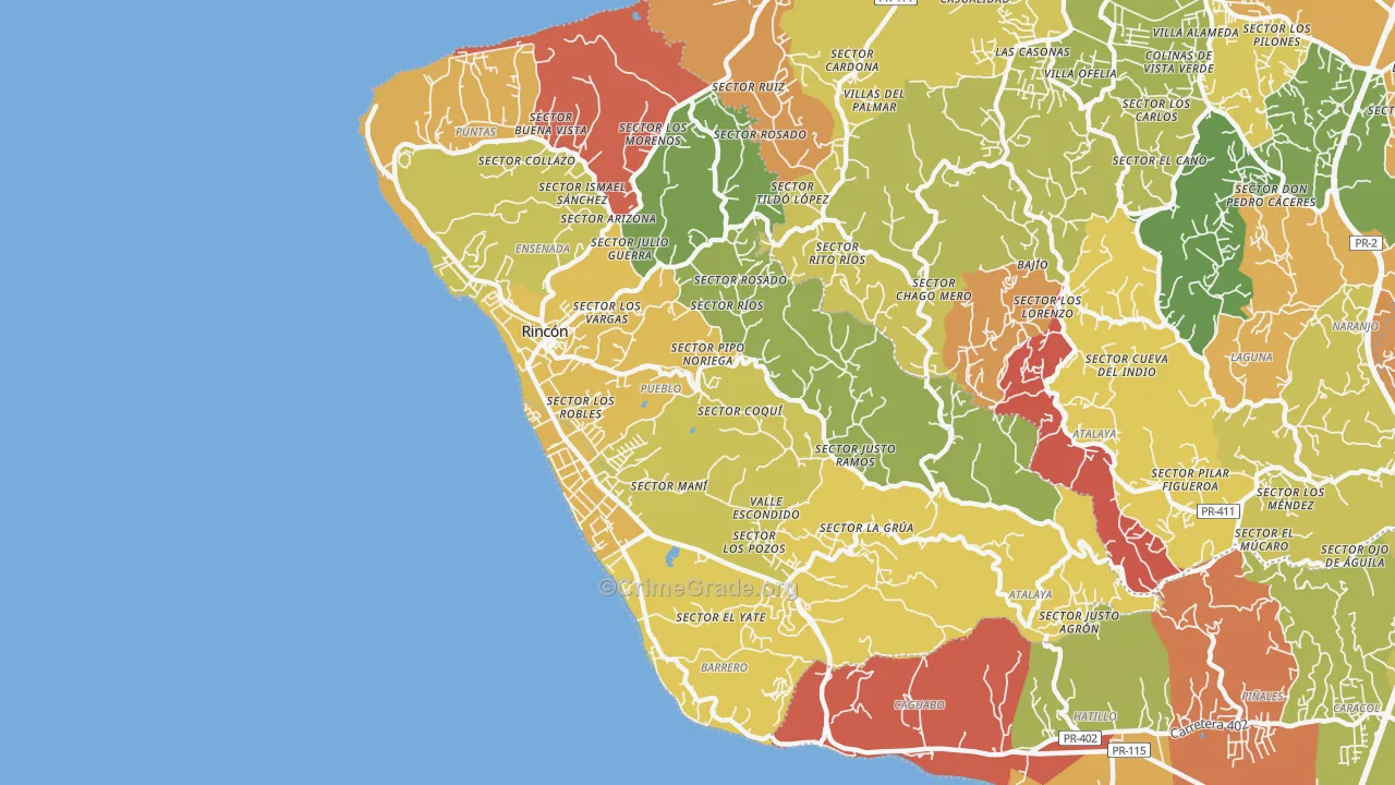 Rincon Municipio, PR Map of Assault Rates