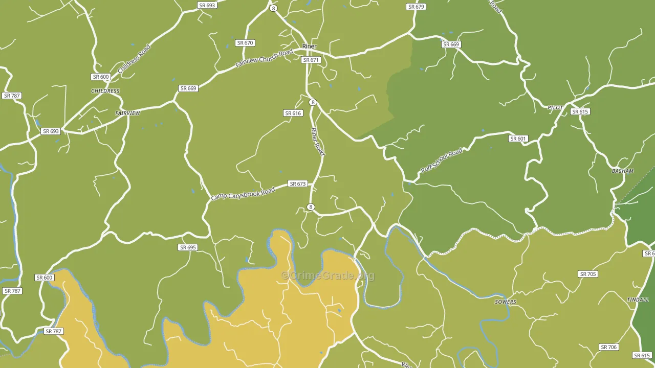 Riner, VA Map of Assault Rates