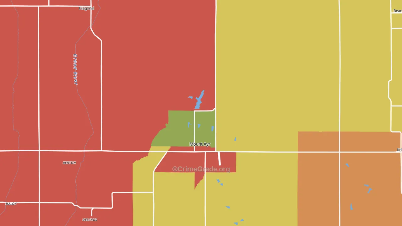 Ringgold County, IA Map of Assault Rates