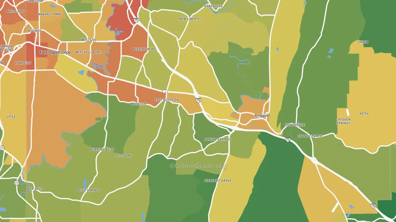 Ringgold, GA Map of Assault Rates