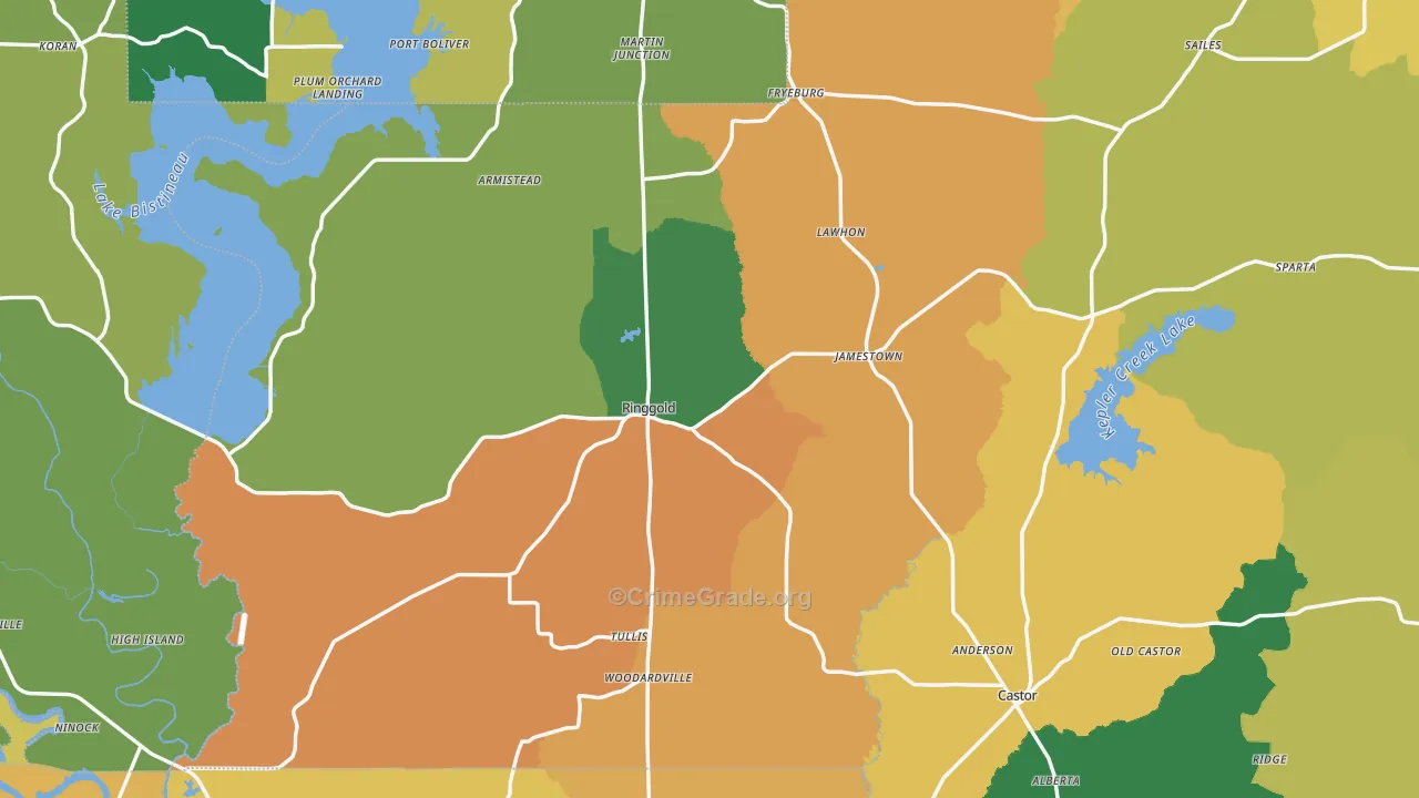 Ringgold, LA Map of Assault Rates