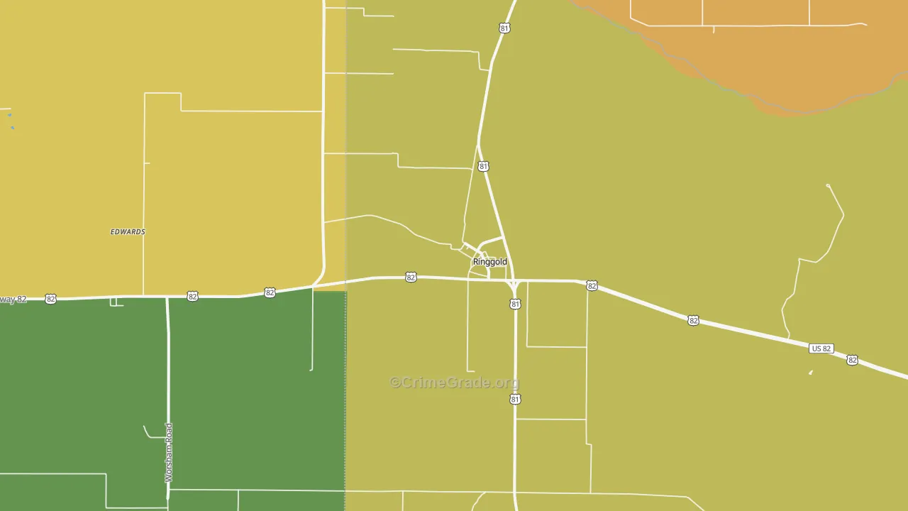 Ringgold, TX Map of Assault Rates