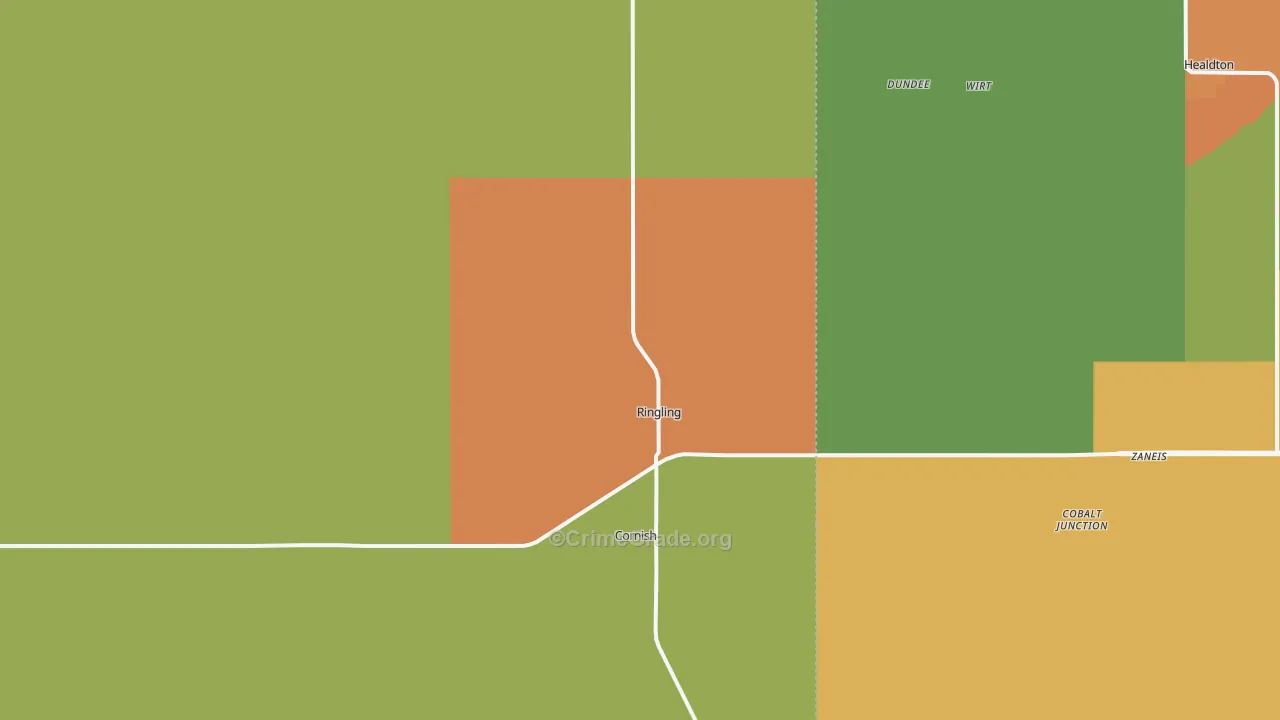 Ringling, OK Map of Assault Rates
