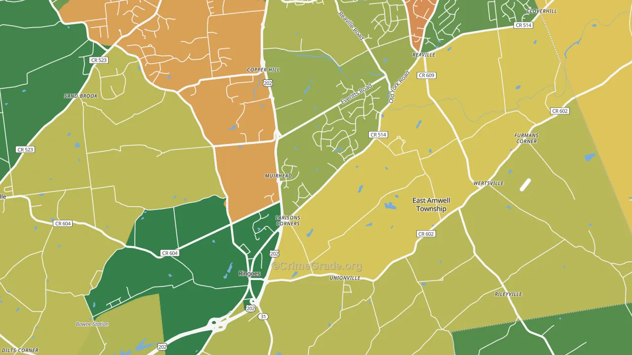 Ringoes, NJ Map of Assault Rates