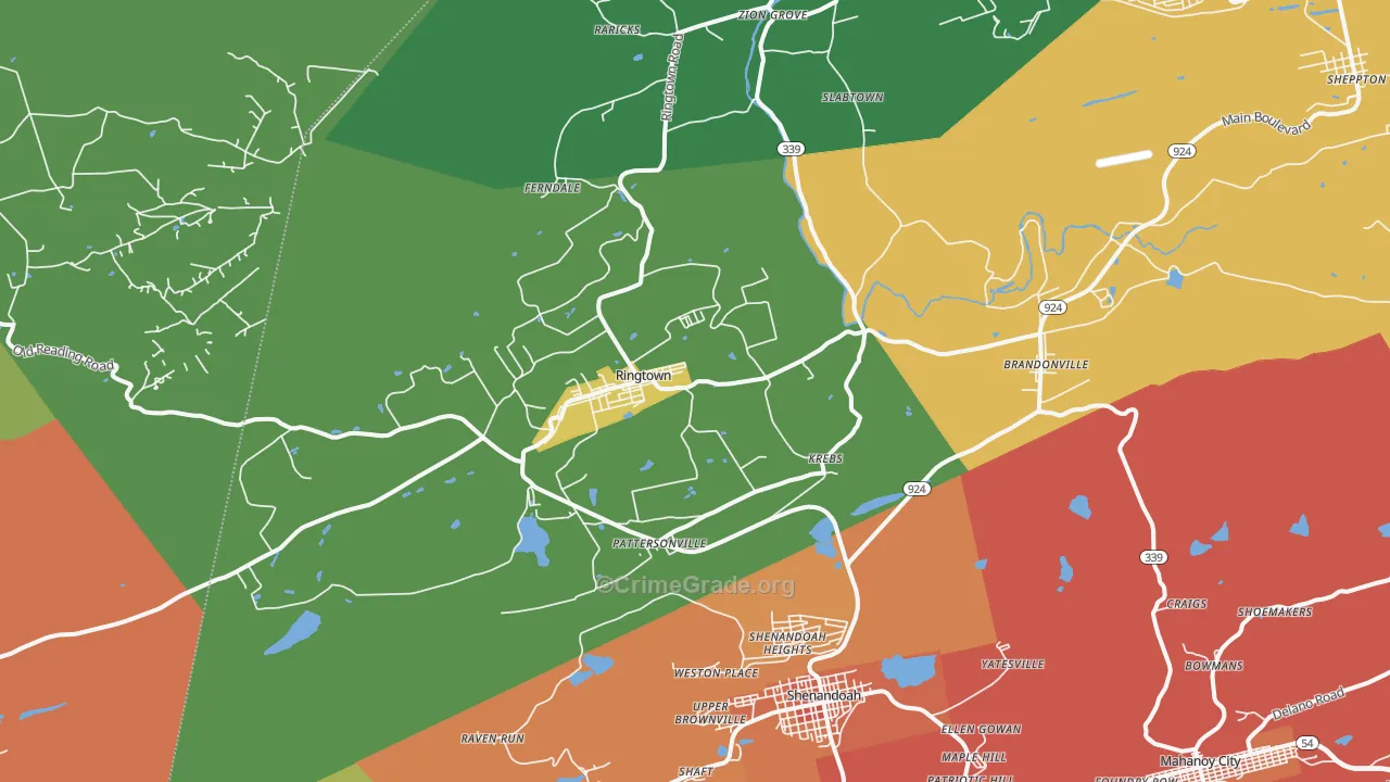Ringtown, PA Map of Assault Rates