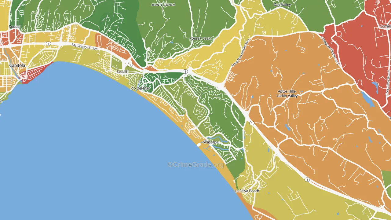 Rio del Mar, CA Map of Assault Rates