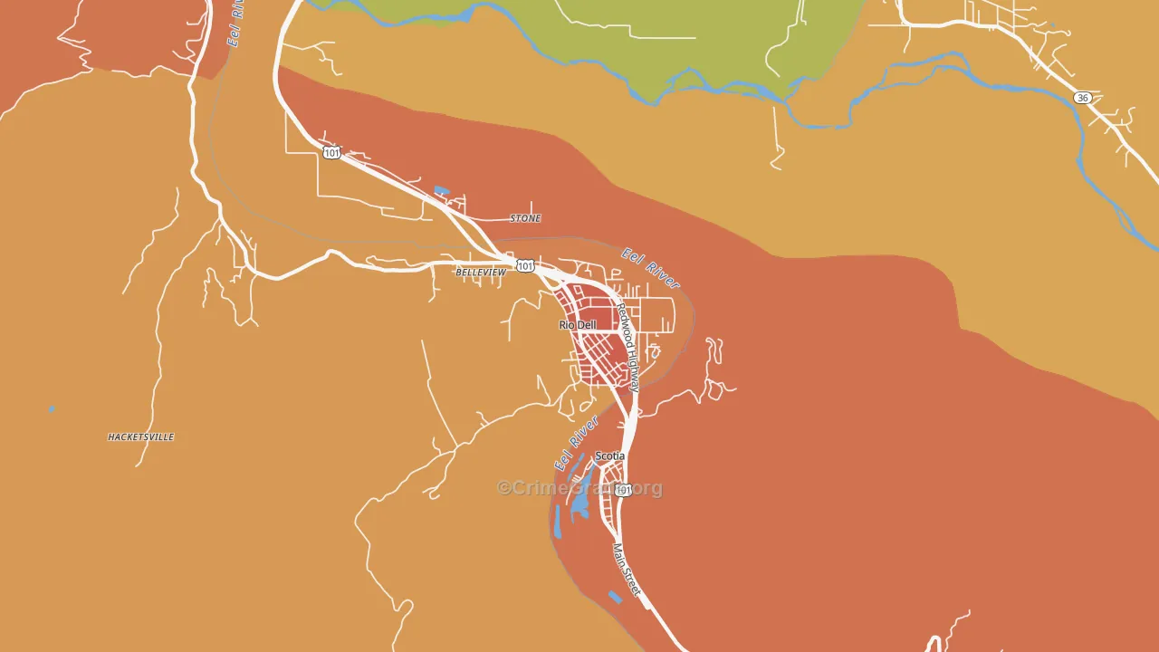 Rio Dell, CA Map of Assault Rates