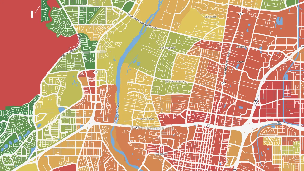 Rio Grande, Albuquerque, NM Map of Assault Rates