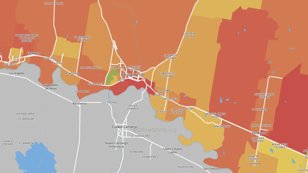 Rio Grande City, TX Map of Assault Rates