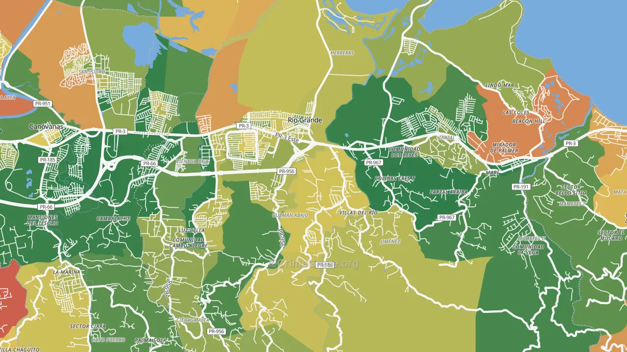 Rio Grande Municipio, PR Map of Assault Rates