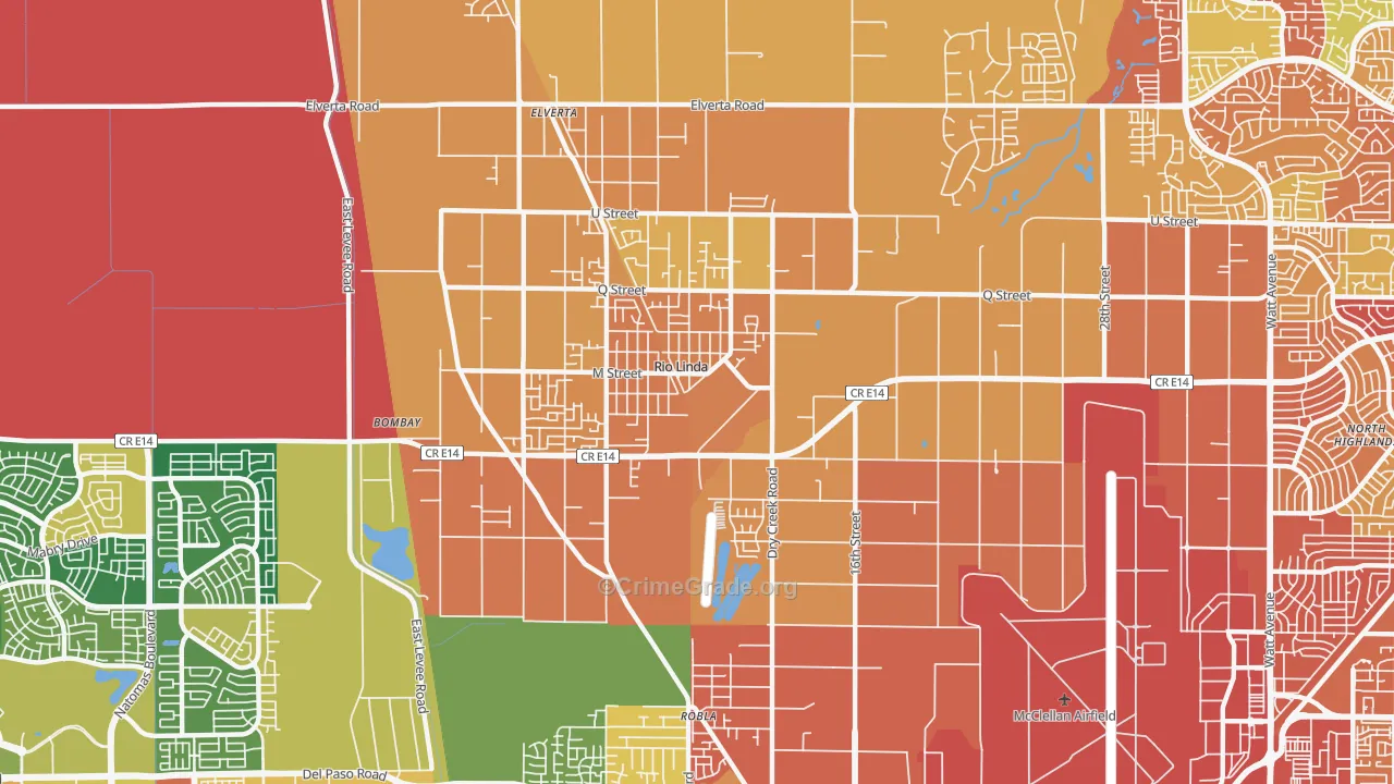 Rio Linda, CA Map of Assault Rates