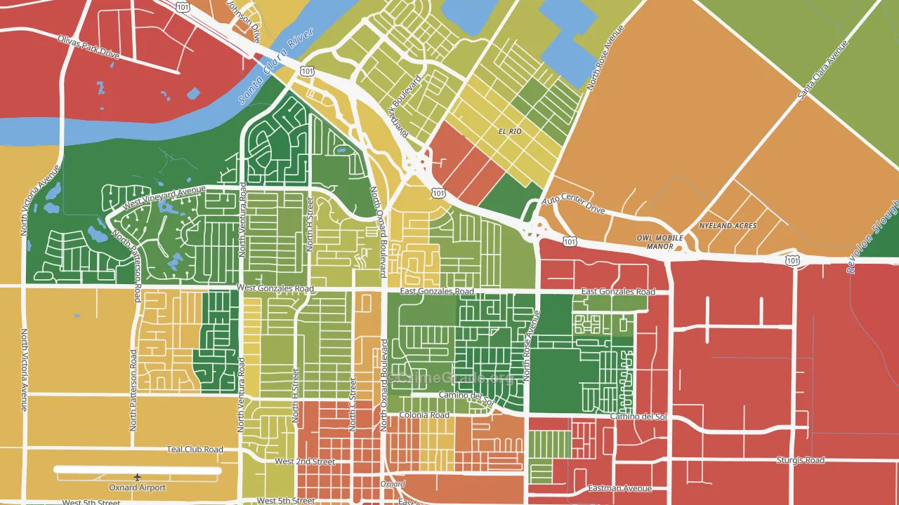 Rio Lindo, Oxnard, CA Map of Assault Rates